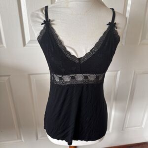 Jessica Simpson Y2K Black Lace Empire Waist Cami Top Medium Womens Bows